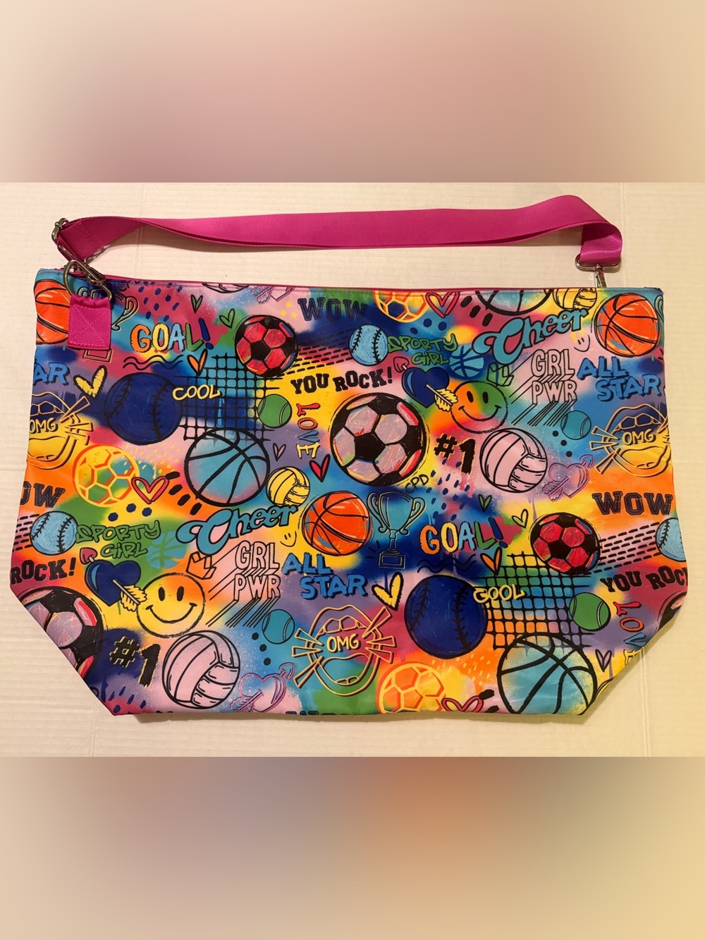 Iscream Corey Paige Fun Sports Graffiti Weekender Travel Duffle Bag Pink Strap